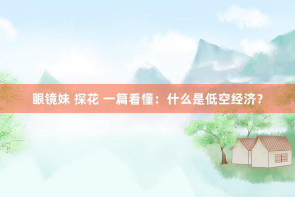 眼镜妹 探花 一篇看懂：什么是低空经济？